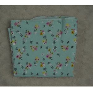 Gerber Green Floral Baby Receiving Blanket Flannel Black Pink Yellow White